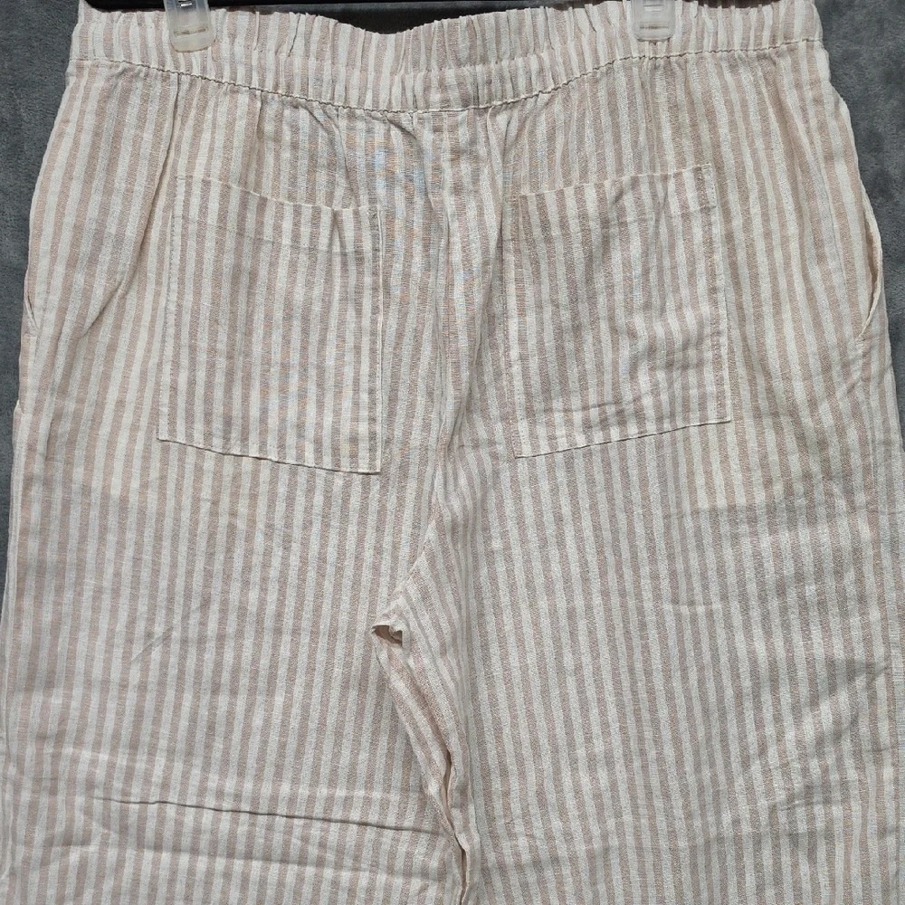 a new day Blush and White Striped Pull-On Linen Pants sz XXL